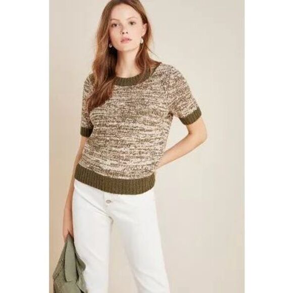 Anthropologie Sweaters - Anthropologie Moss Green Knit Sweater Tee – Versatile and Stylish